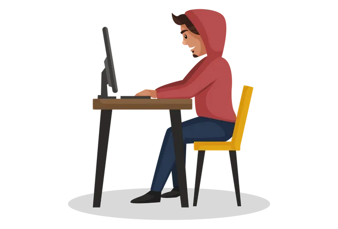 Man working from home  Illustration