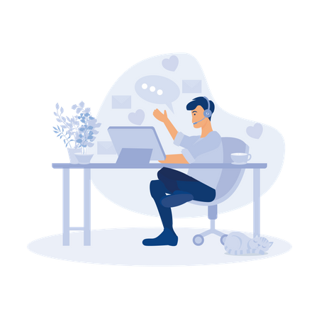 Man Working From Home  Illustration