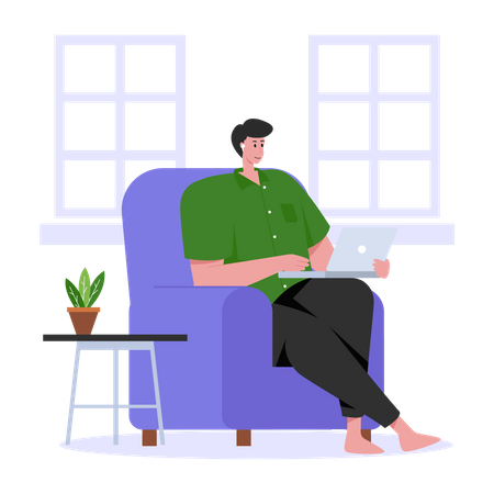 Man Working From home  Illustration