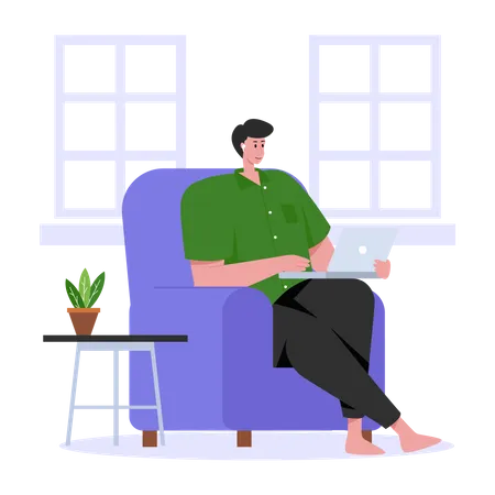 Man Working From home  Illustration