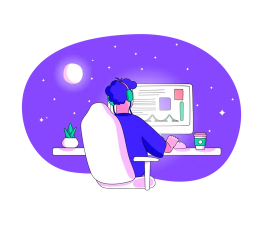 Man working from home  Illustration