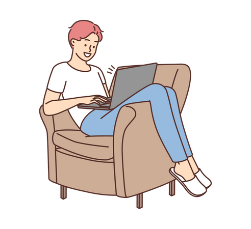 Man working from home  Illustration