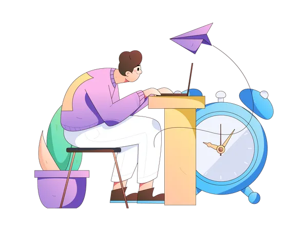 Man working from home  Illustration