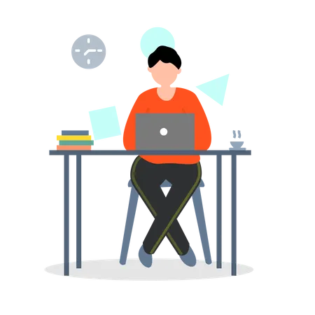 Man Working From Home  Illustration