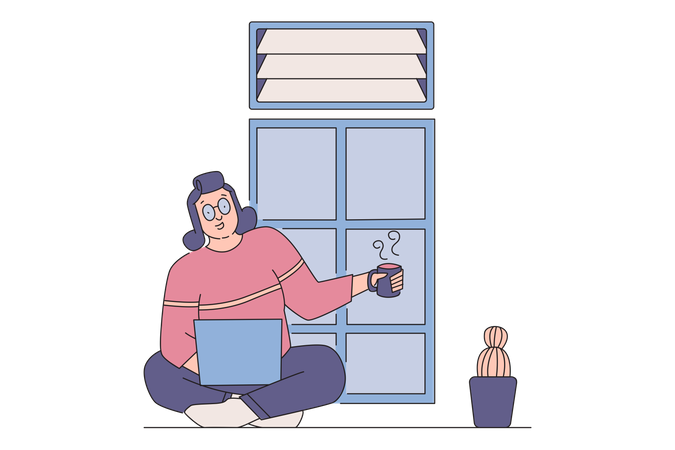 Man working from home  Illustration