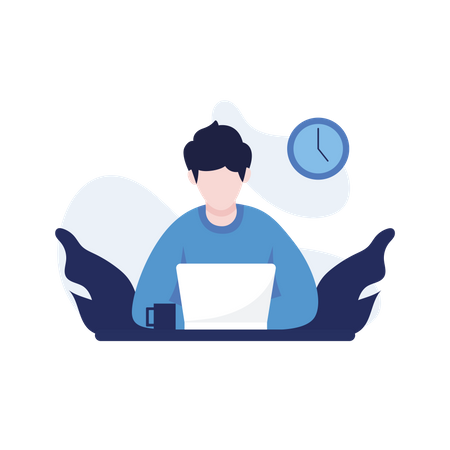 Man working from home  Illustration