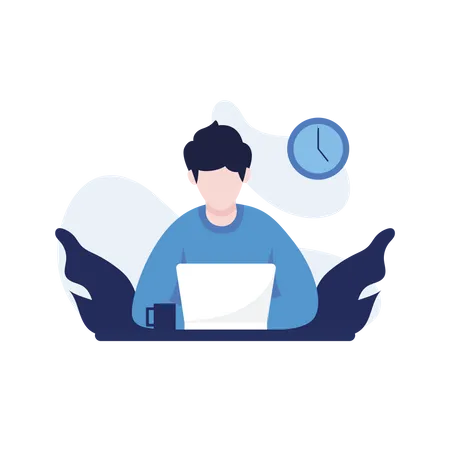 Man working from home  Illustration