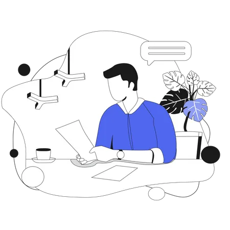Man working from office  Illustration