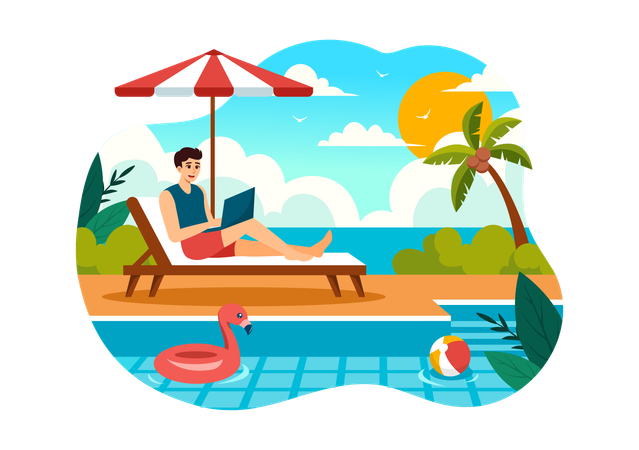 Man Working in a Swimming Pool  Illustration