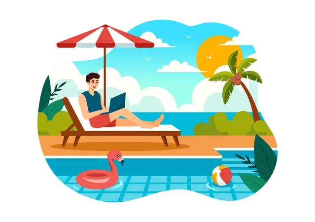 Man Working in a Swimming Pool  Illustration