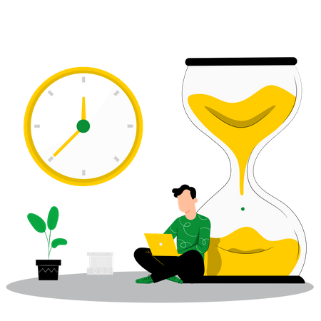 Man working in deadline time  Illustration