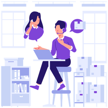 Man working in delivery care department  Illustration