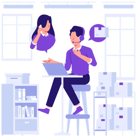 Man working in delivery care department  Illustration