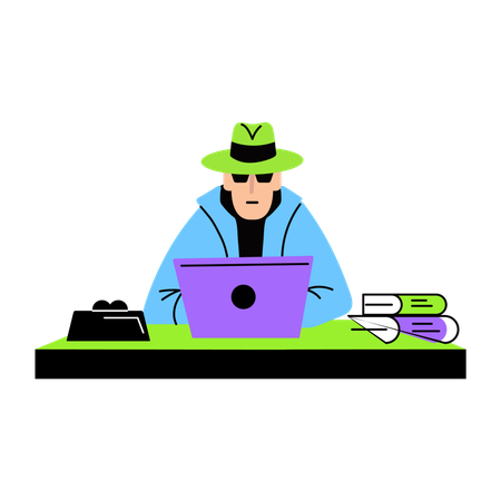 Man working in detective office  Illustration