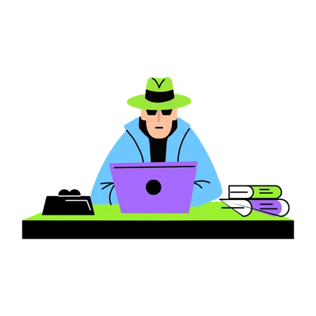 Man working in detective office  Illustration