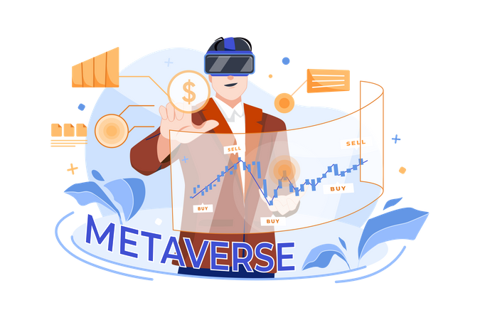 Man working in metaverse  Illustration