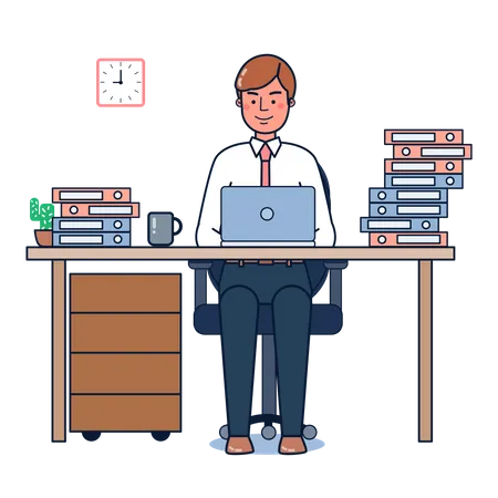 Man working in office  Illustration