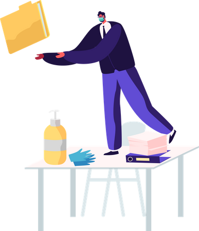 Man working in office  Illustration