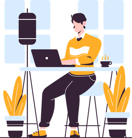 Man working in office  Illustration