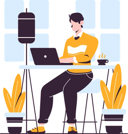 Man working in office  Illustration