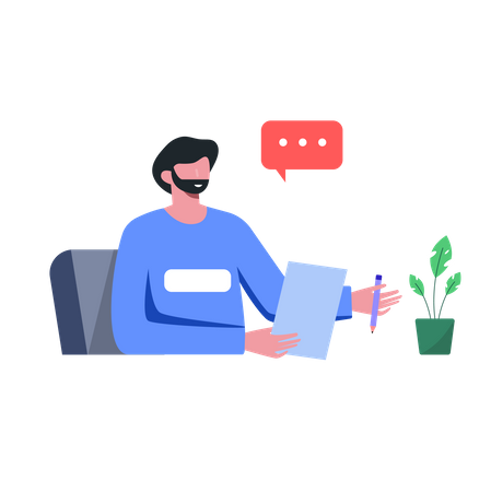 Man working in office  Illustration