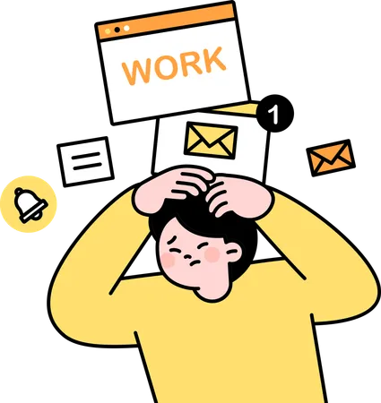 Man working in overload  Illustration