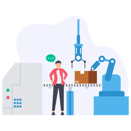 Man working in Parcel Factory  Illustration
