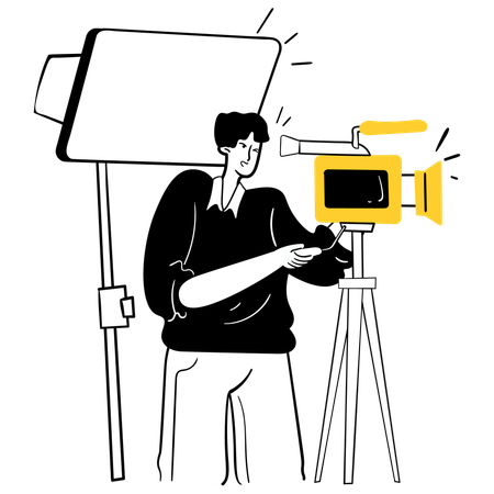 Man working in photo studio  Illustration