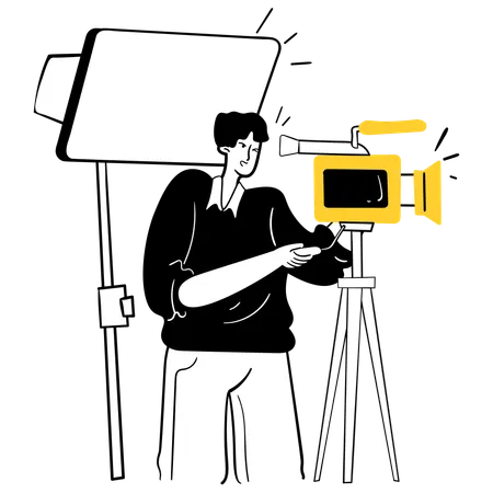 Man working in photo studio  Illustration