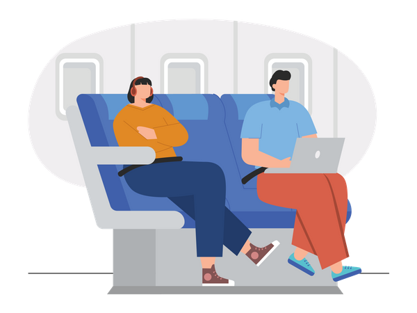 Man working in plane  イラスト