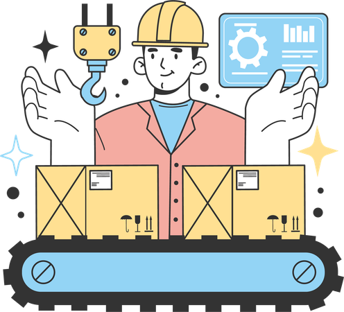 Man working in production industry  Illustration