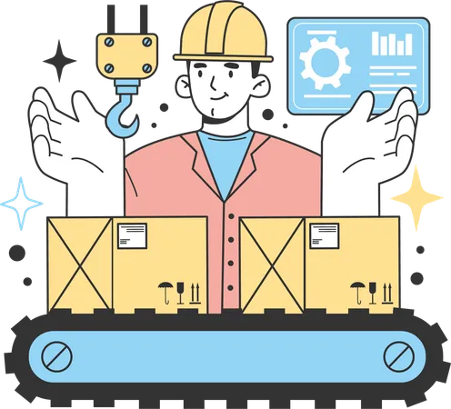 Man working in production industry  Illustration