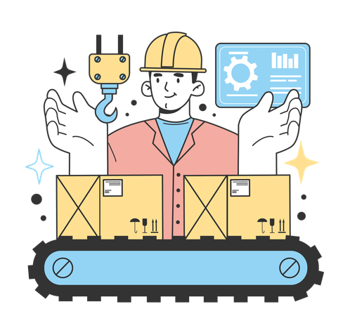 Man working in production industry  Illustration