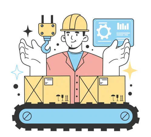 Man working in production industry  Illustration