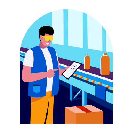 Man working in production line  Illustration