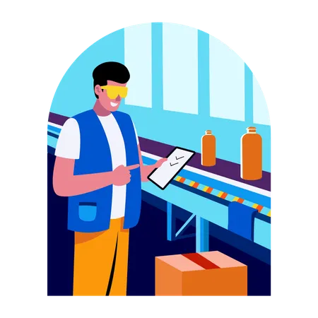 Man working in production line  Illustration