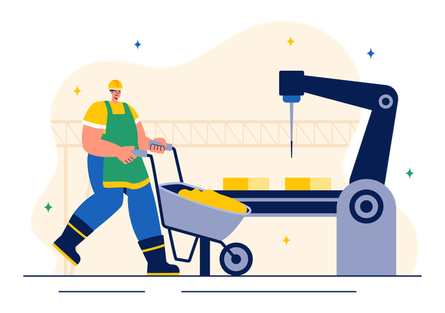 Man working in steel factory  Illustration