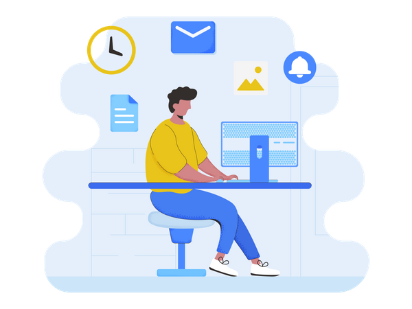 Man working in the office Illustration