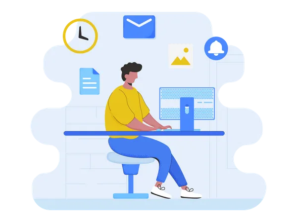 Man working in the office  Illustration
