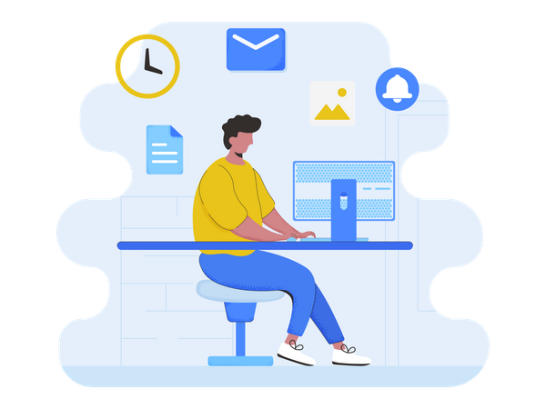 Man working in the office  Illustration