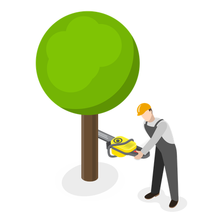 Man working in timber industry  Illustration