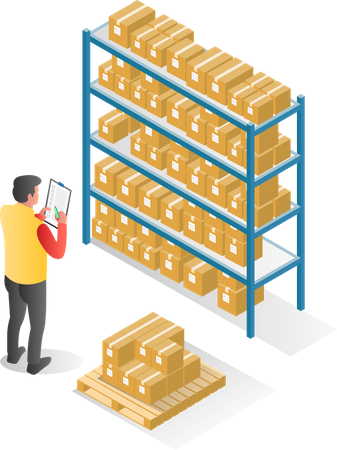 Man working in warehouse  Illustration