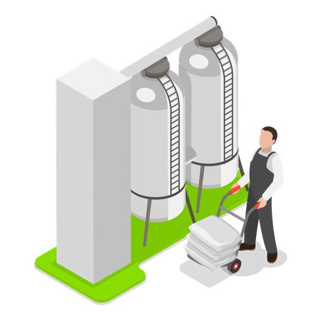 Man working in Wheat Manufacture Process  Illustration