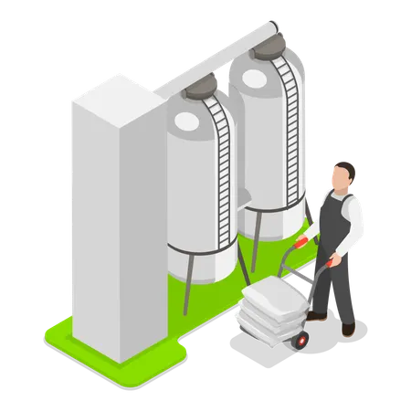 Man working in Wheat Manufacture Process  Illustration