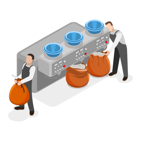 Man working in Wheat Manufacture Process  Illustration