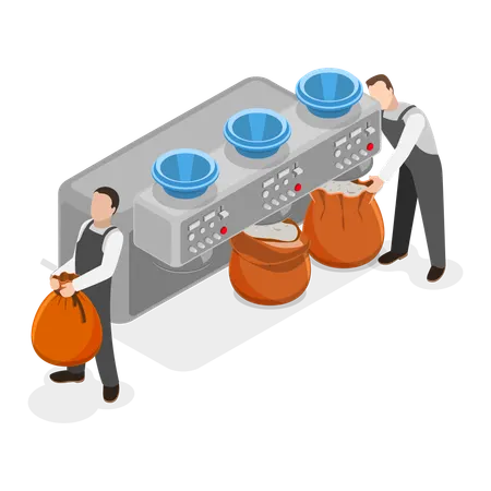 Man working in Wheat Manufacture Process  Illustration