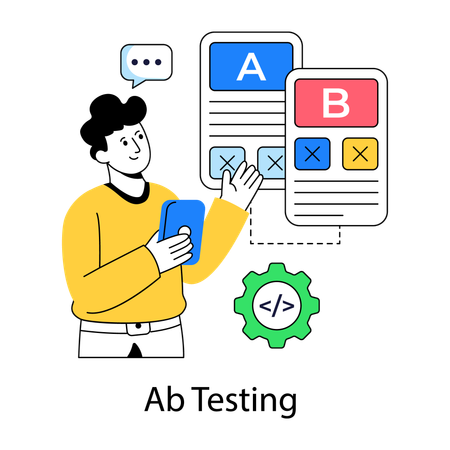 ABテストに取り組む男性  イラスト
