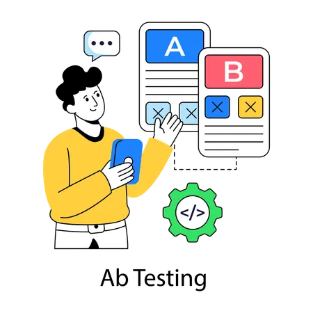 Man working on ab testing  Illustration