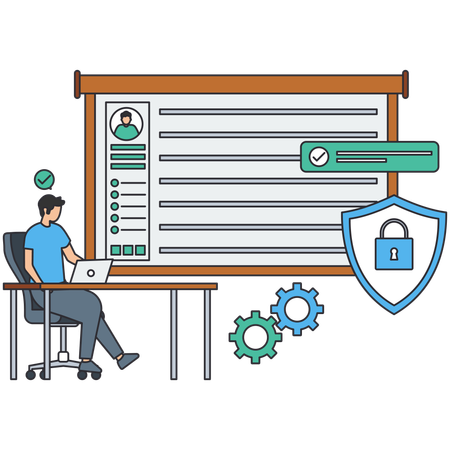Man working on Account Security  Illustration