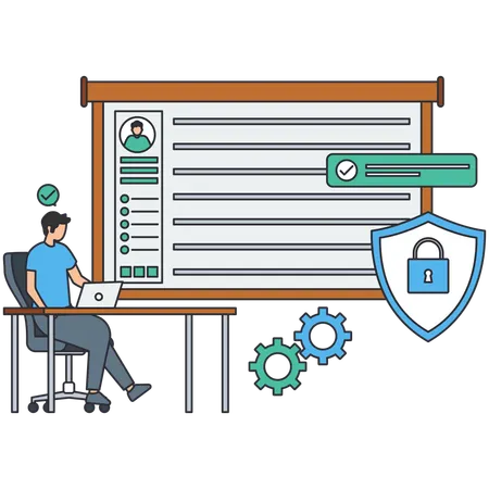 Man working on Account Security  Illustration